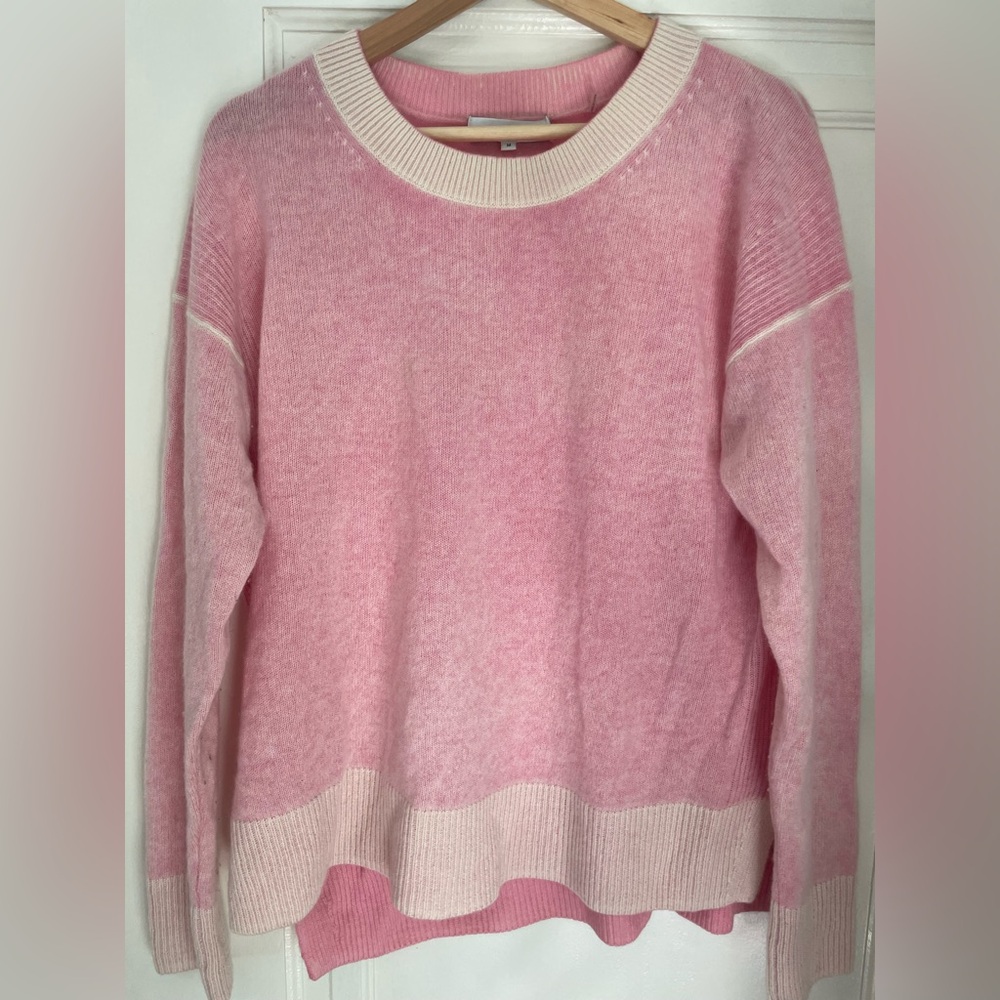White + Warren Pink Two Tone Women's Sweater